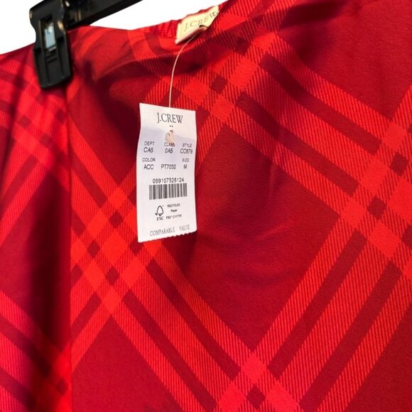 NWT J. Crew Slip Straight Midi Skirt Red Plaid Crimson Medium - Picture 2 of 4